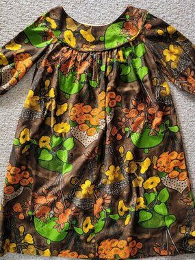 Vintage Malia Hawaii Dress Size Small Medium Art Tent A Line Boho Hawaiian 70s